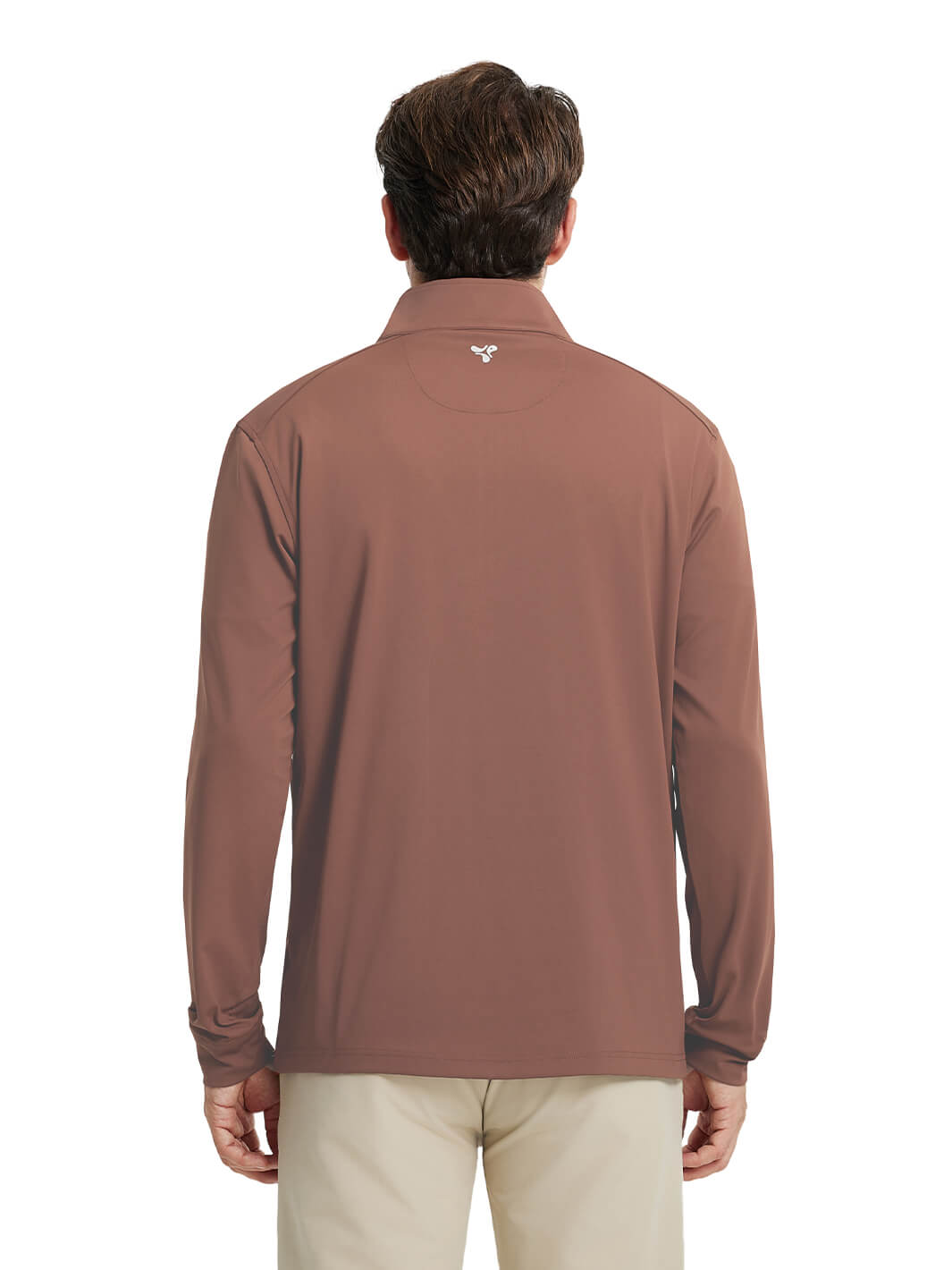 Solid Performance Golf Quarter Zip For Men-Brown