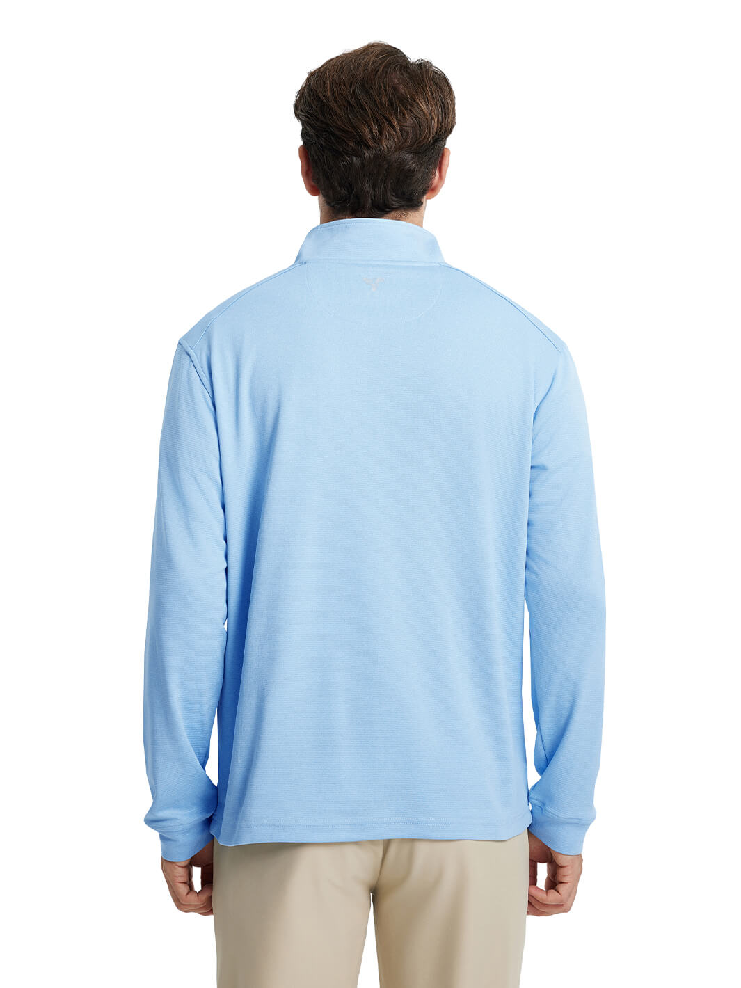 Heather Performance Golf Quarter Zip For Men-Light Blue