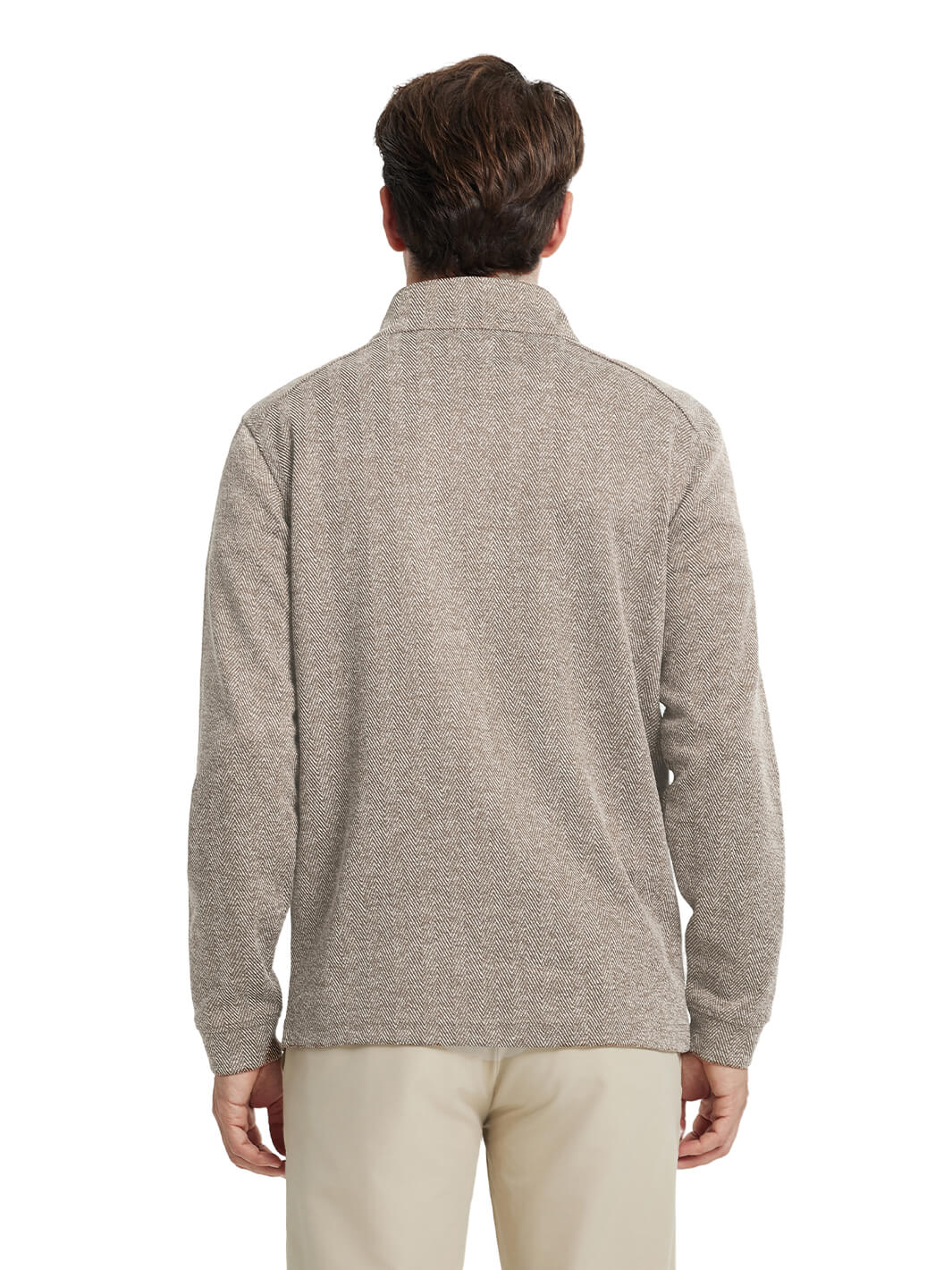 Herringbone Performance Golf Quarter Zip For Men-Brown