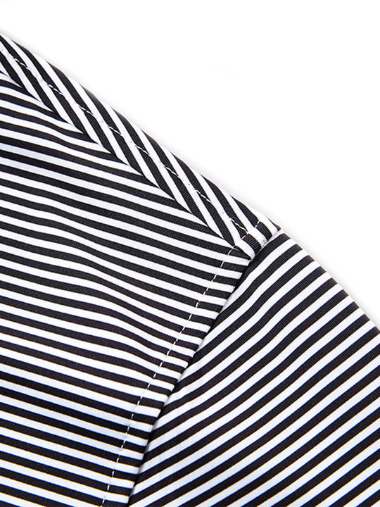 Striped Performance Golf Shirt For Men-Black