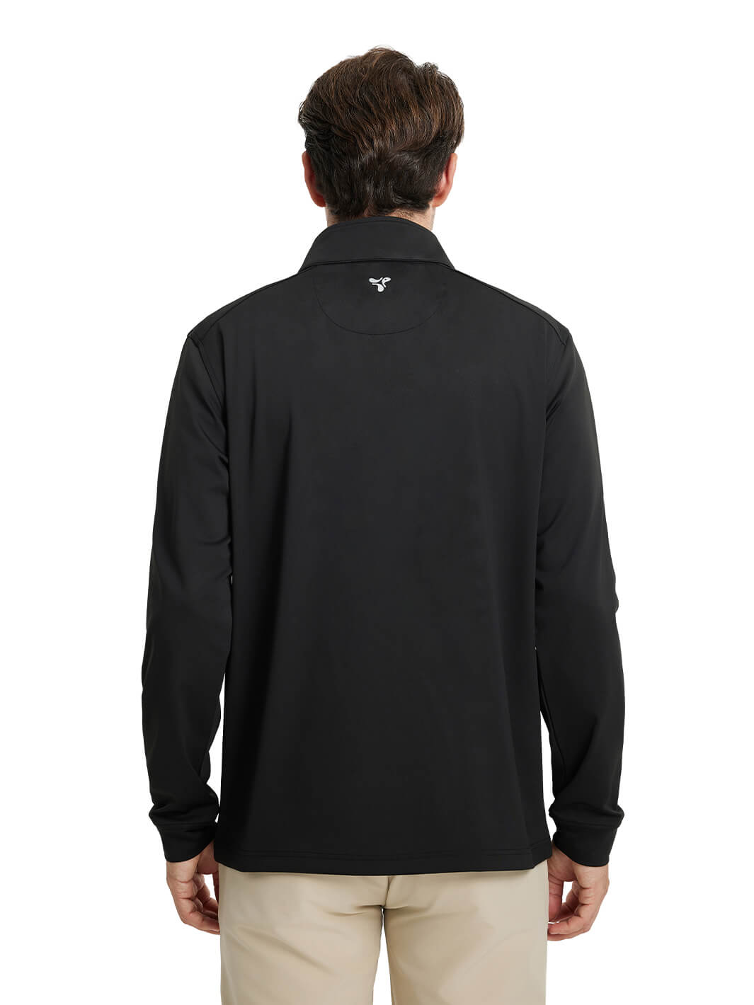Solid Performance Golf Quarter Zip For Men-Black