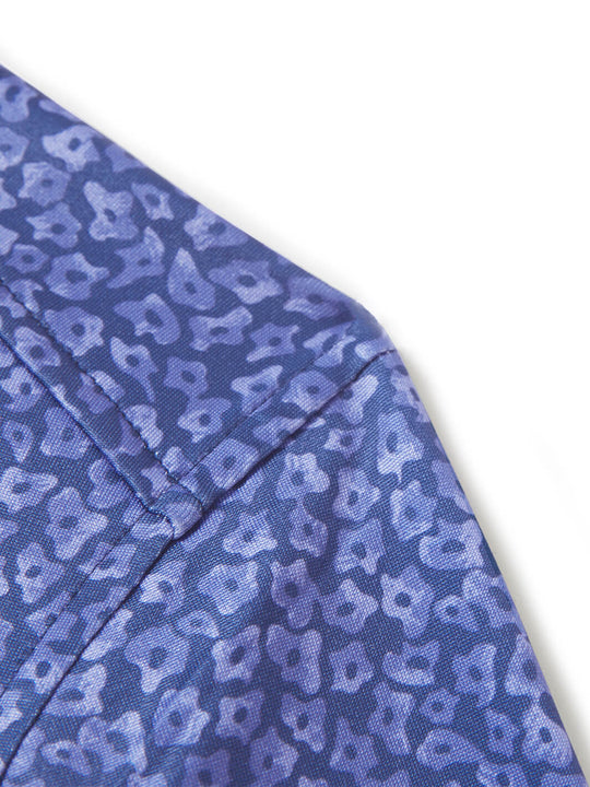 Print Performance Golf Quarter Zip For Men-Blue Flower Rain