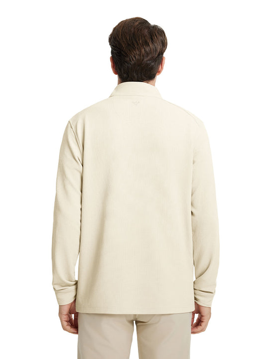 Jacquard Performance Golf Quarter Zip For Men-Apricot