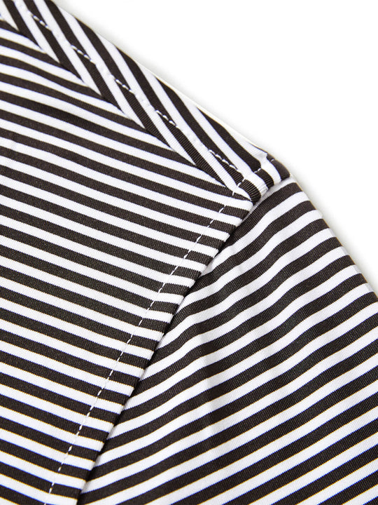 Striped Long Sleeve Golf Shirt For Men-Black