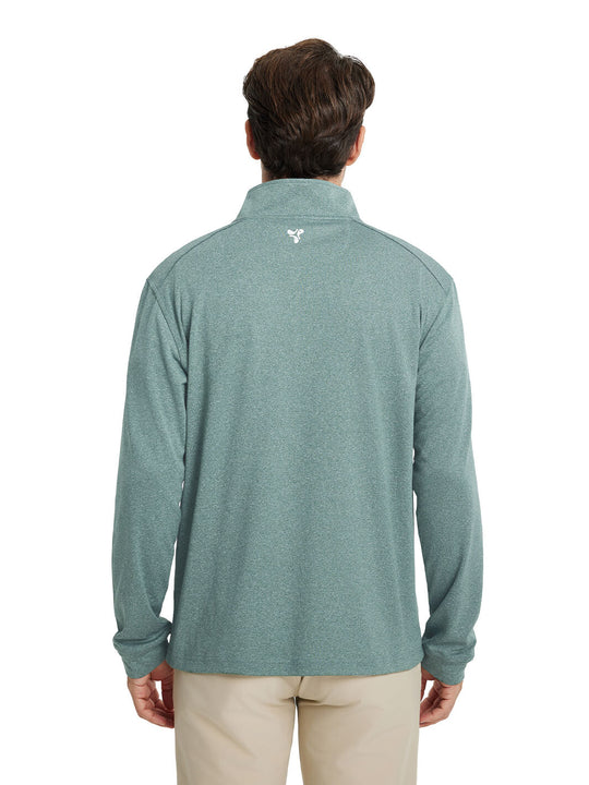 Heather Performance Golf Quarter Zip For Men-Dark Green