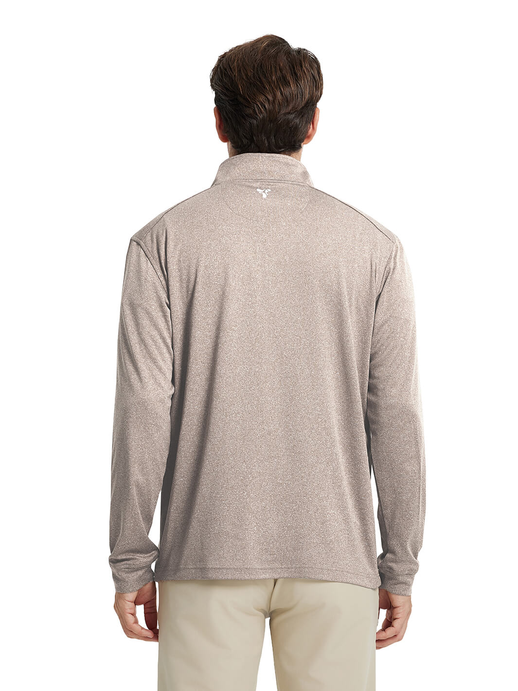 Heather Performance Golf Quarter Zip For Men-Brown