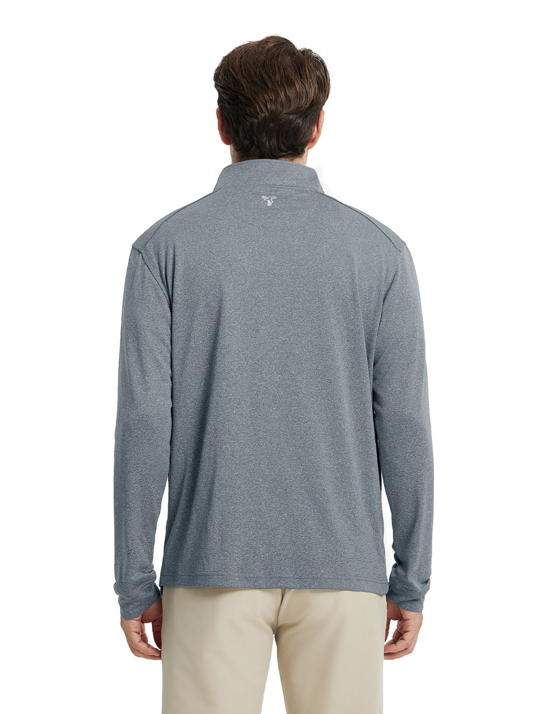 Heather Performance Golf Quarter Zip For Men-Black