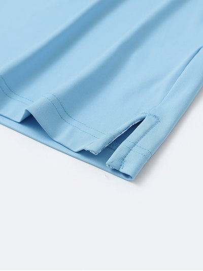 Designed Collared Solid Performance Polo-LIGHT BLUE