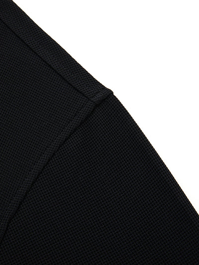 Waffle Jacquard Performance Polo-BLACK