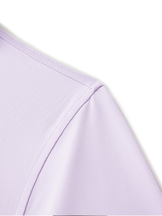 Designed Collared Long Sleeve Golf Shirt For Men-Purple Petals