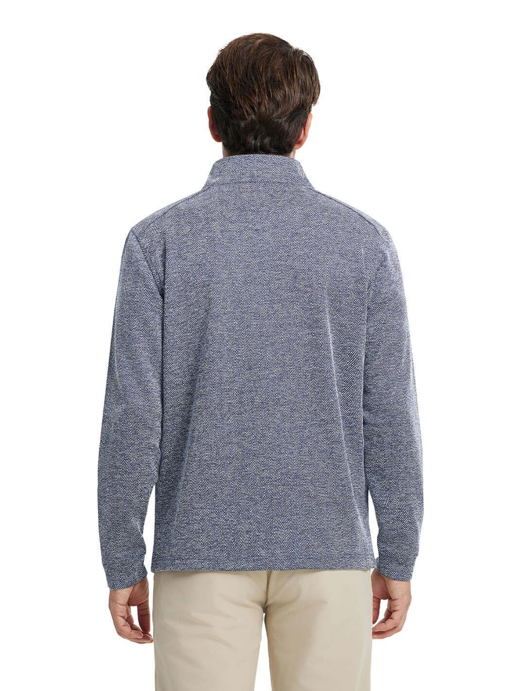 Herringbone Performance Golf Quarter Zip For Men-Navy