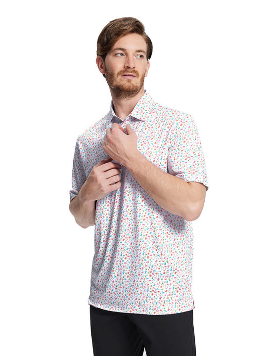 Print Performance Golf Shirt For Men-Palm Painting