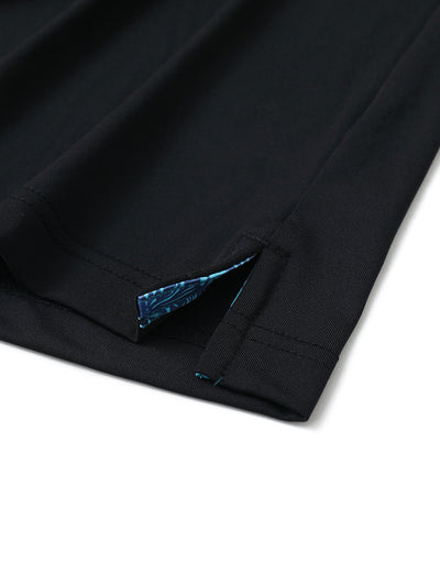 Designed Collared Solid Performance Polo-BLACK