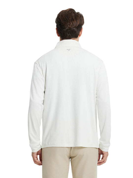 Heather Performance Golf Quarter Zip For Men-White
