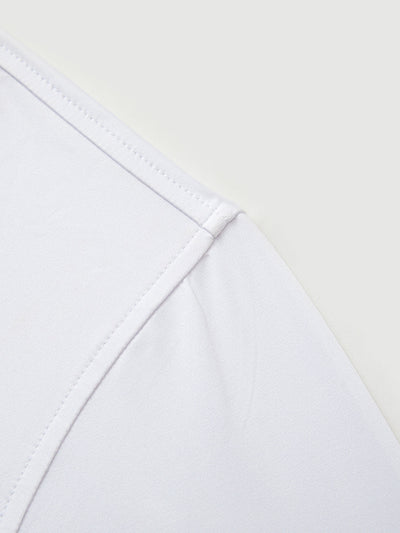 Designed Collared Long Sleeve Golf Polo-WHITE