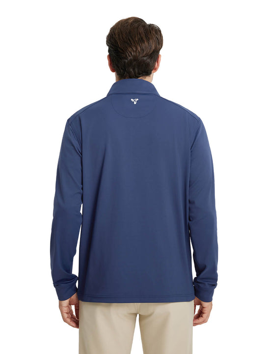 Solid Performance Golf Quarter Zip For Men-Navy