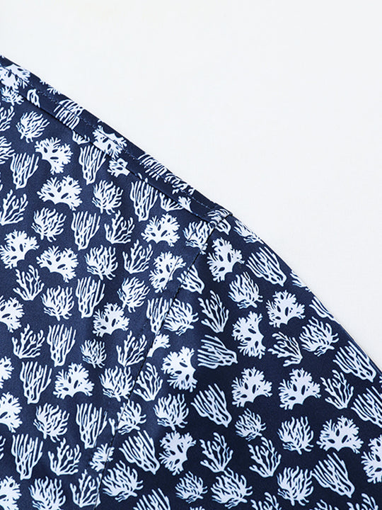 Men's Print Performance Polo-NAVY CORAL SEA