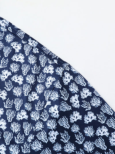 Men's Print Performance Polo-NAVY CORAL SEA