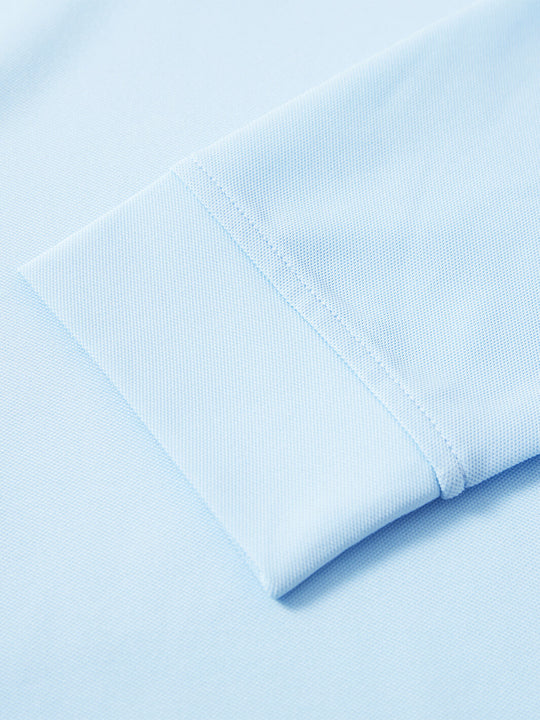 Tech Pique Long Sleeve Golf Shirt For Men-Sky Blue