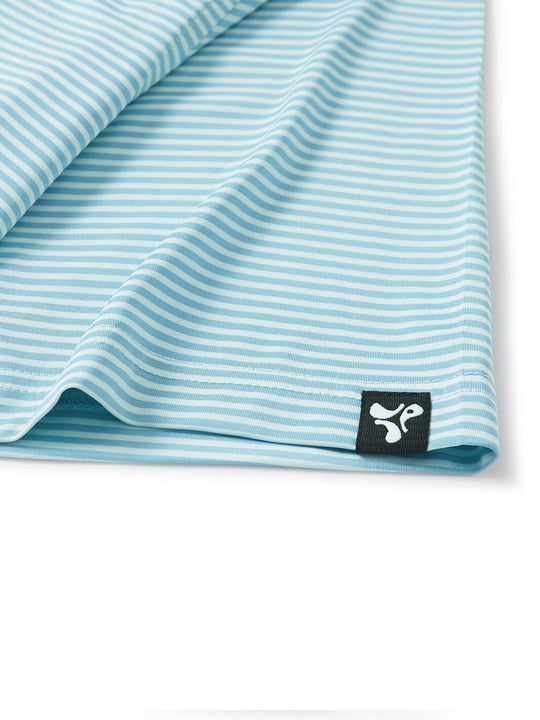 Striped Performance Golf Shirt For Men-Green Maritime Blue