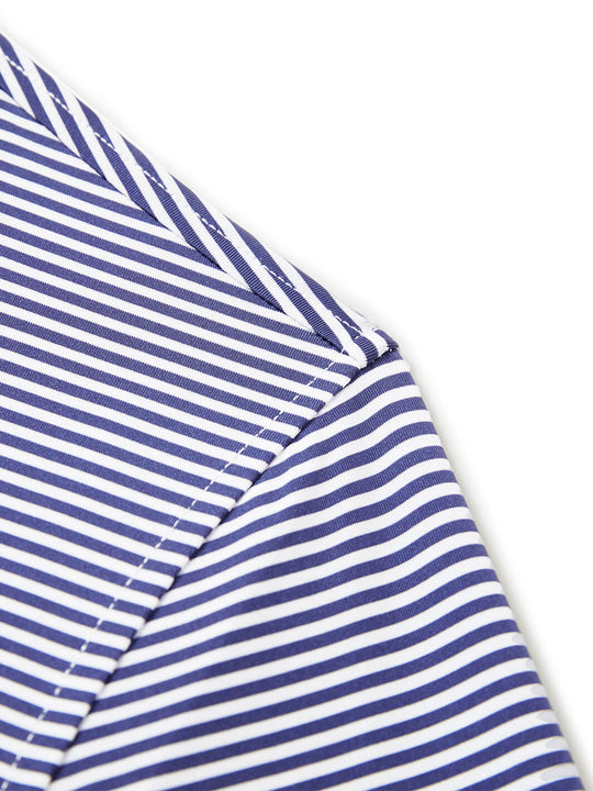 Striped Long Sleeve Golf Shirt For Men-Navy