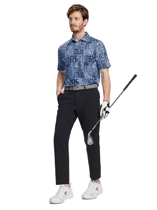 Print Performance Golf Shirt For Men-Ethnic Paisley