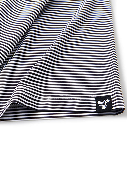 Striped Performance Golf Shirt For Men-Black