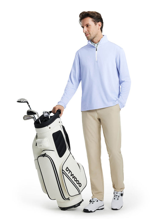 Heather Performance Golf Quarter Zip For Men-Lavender