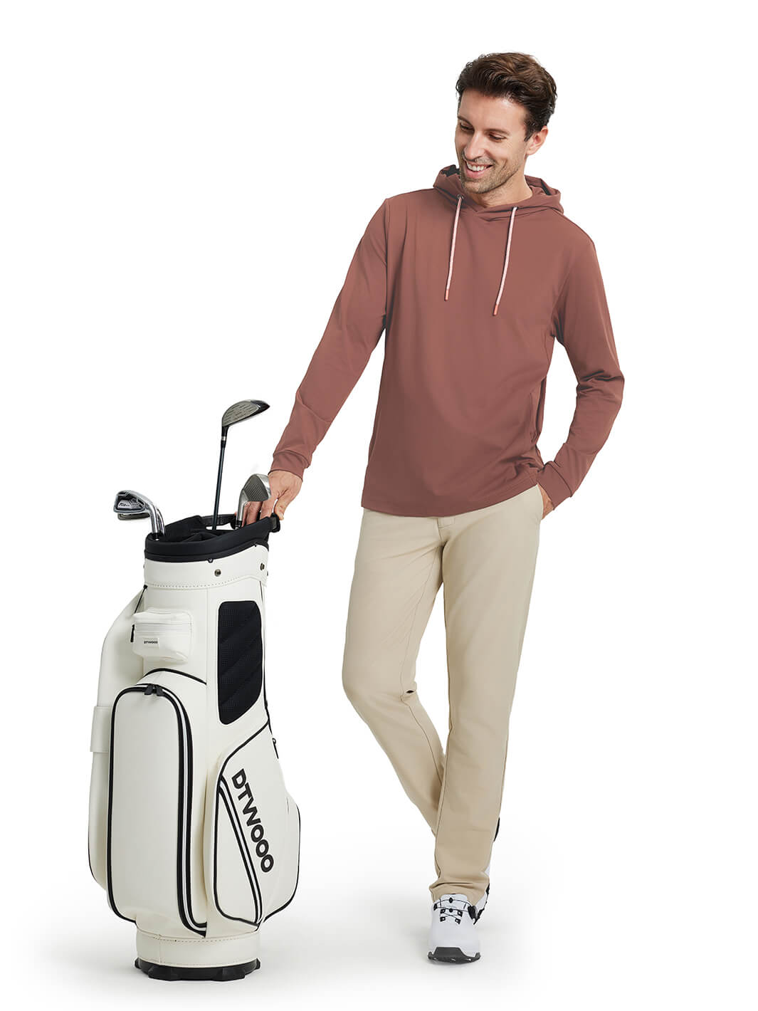 Solid Performance Golf Hoodie For Men-Brown