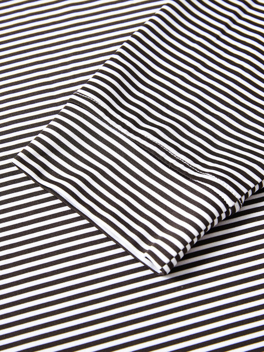 Striped Long Sleeve Golf Shirt For Men-Black