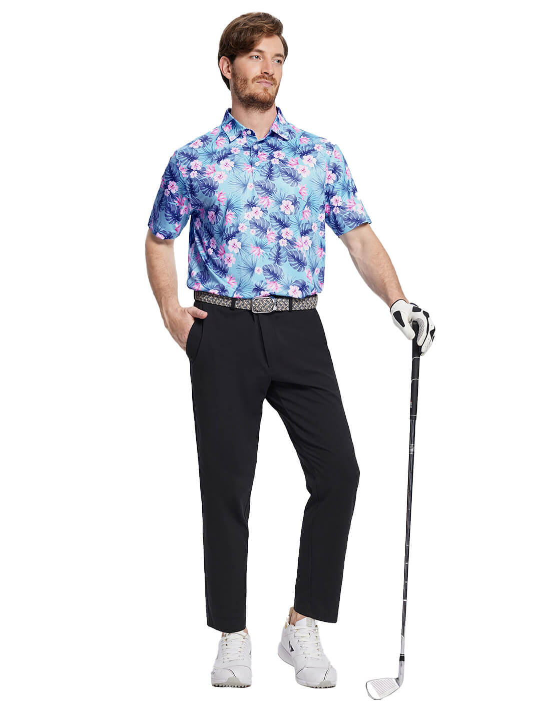 Print Performance Golf Shirt For Men-Floral Painting