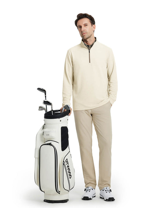 Jacquard Performance Golf Quarter Zip For Men-Apricot