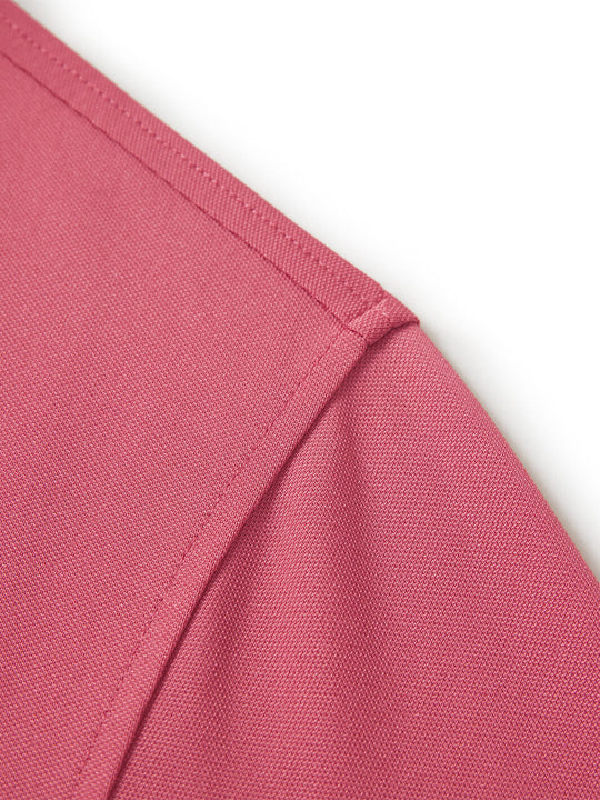 Tech Pique Long Sleeve Golf Shirt For Men-Cranberry