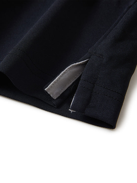 Tech Pique Long Sleeve Golf Shirt For Men-Blcak