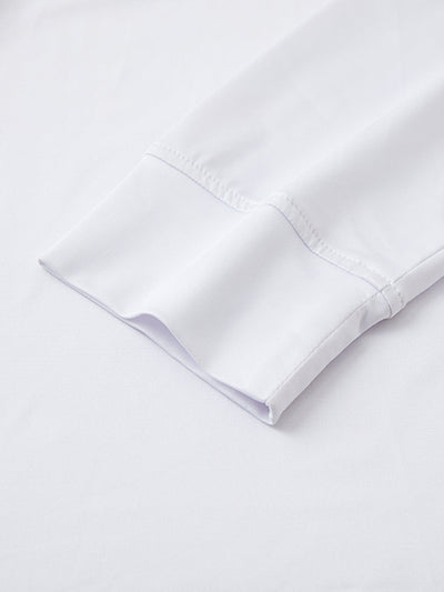 Designed Collared Long Sleeve Golf Polo-WHITE