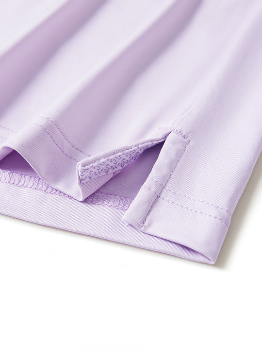 Designed Collared Long Sleeve Golf Shirt For Men-Purple Petals