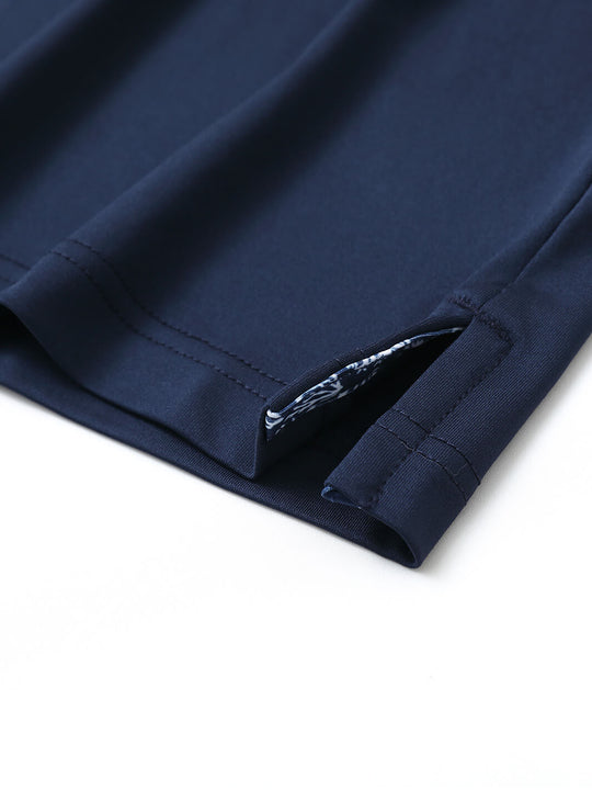 Designed Collared Solid Performance Polo-NAVY