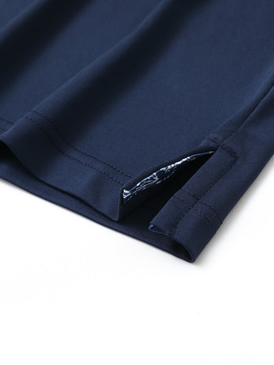 Designed Collared Solid Performance Polo-NAVY