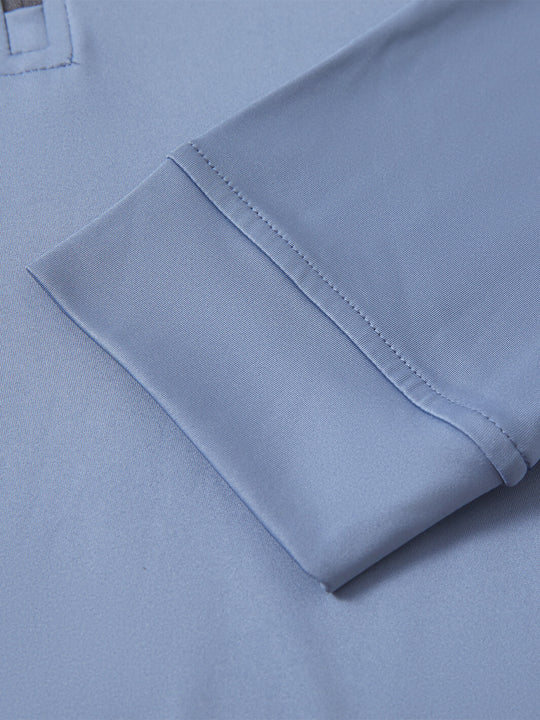 Solid Performance Golf Quarter Zip For Men-Steel Blue