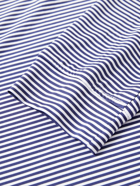 Striped Long Sleeve Golf Shirt For Men-Navy