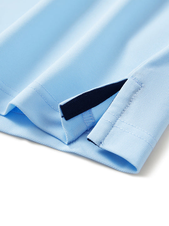 Tech Pique Long Sleeve Golf Shirt For Men-Sky Blue