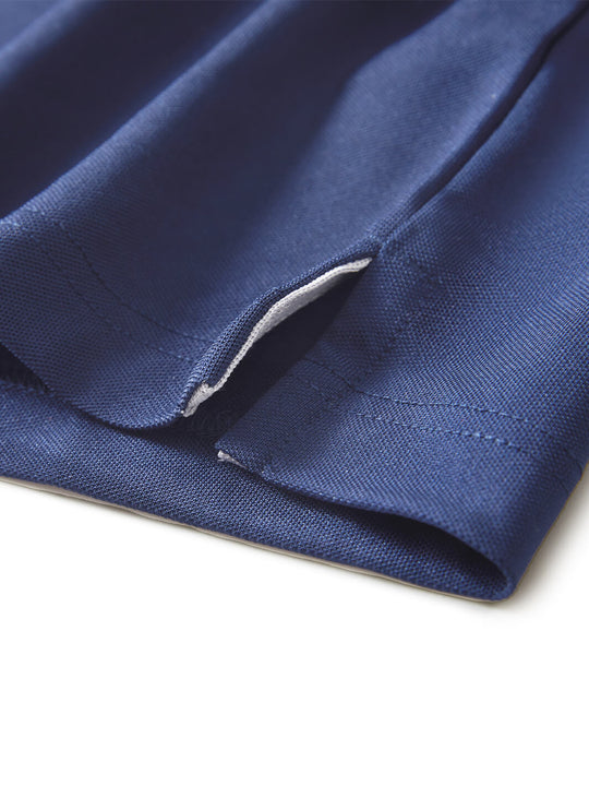 Tech Pique Long Sleeve Golf Shirt For Men-Navy