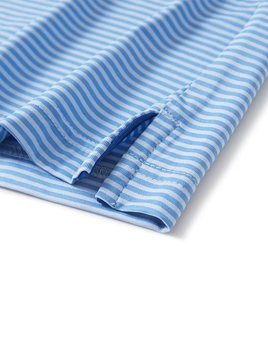 Striped Performance Golf Shirt For Men-Sailor Blue