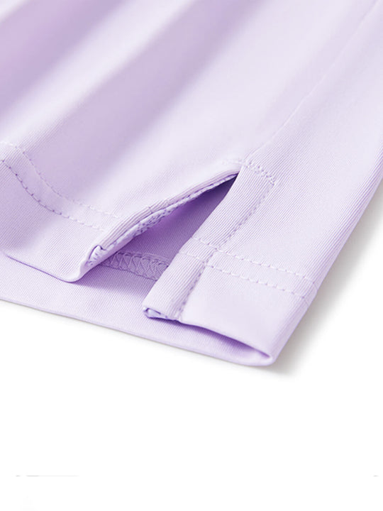 Designed Collared Solid Performance Golf Shirt For Men-Purple Petals