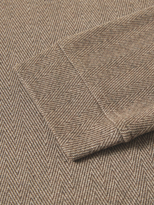 Herringbone Performance Golf Hoodie For Men-Caramel