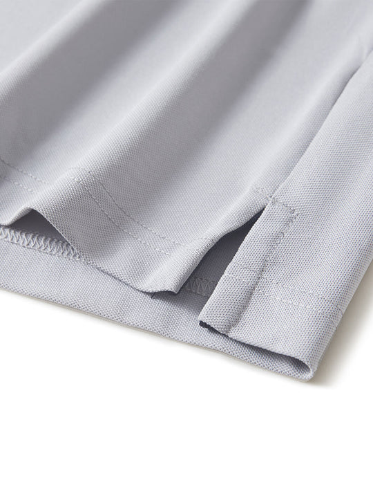 Tech Pique Long Sleeve Golf Shirt For Men-Light Grey