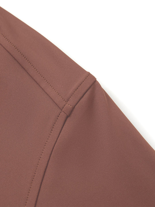 Solid Performance Golf Quarter Zip For Men-Brown
