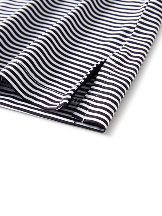 Striped Performance Golf Shirt For Men-Black
