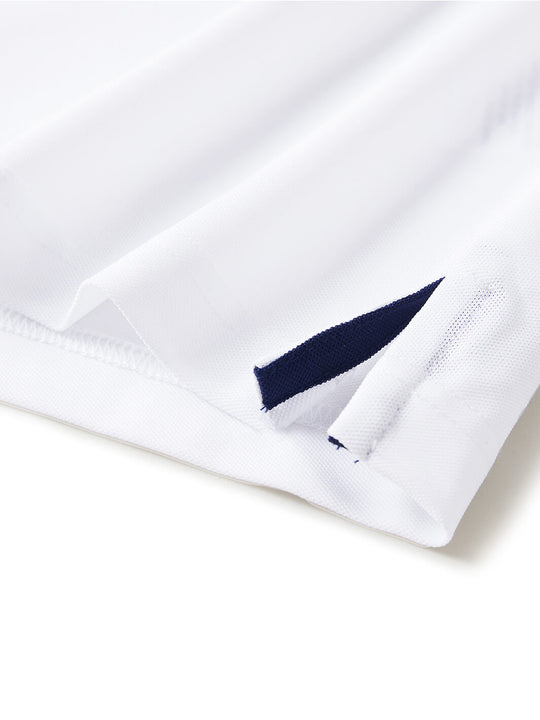Tech Pique Long Sleeve Golf Shirt For Men-White