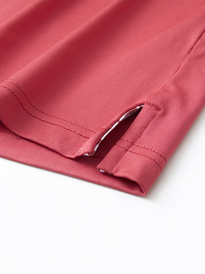 Designed Collared Long Sleeve Golf Polo-CRANBERRY